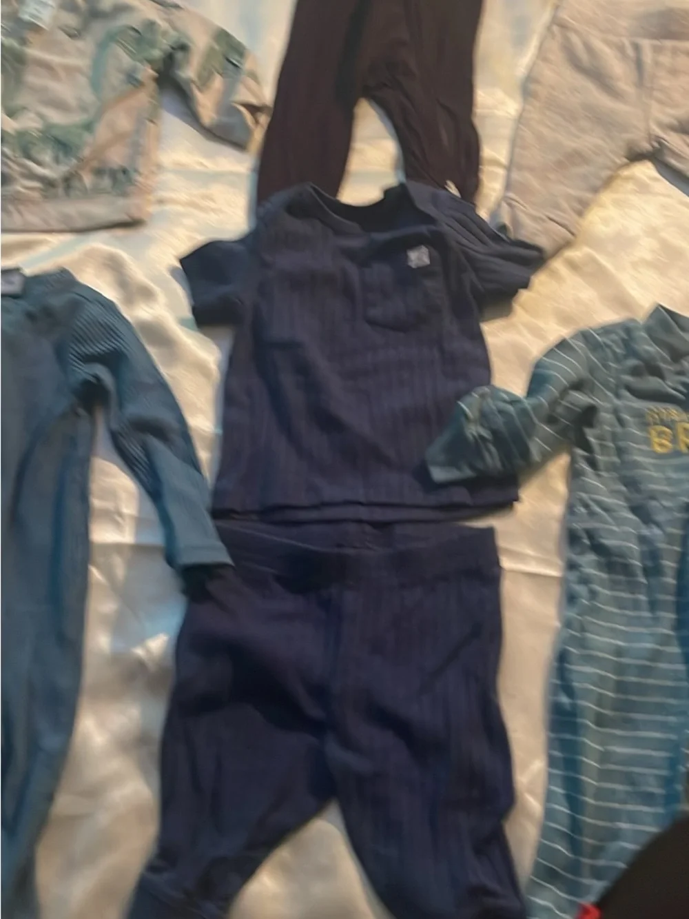 Carter's Blue Striped 'Little Brother' Zip Footed One-Piece 12 piece